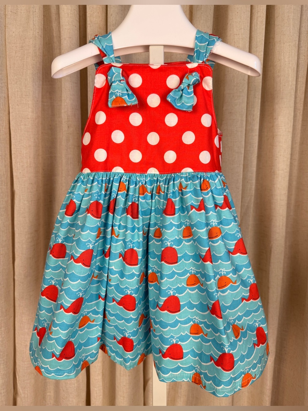 HALEY & the HOUND *Polka Dot & Whale* Print Cotton Knot Dress 2T NWOT